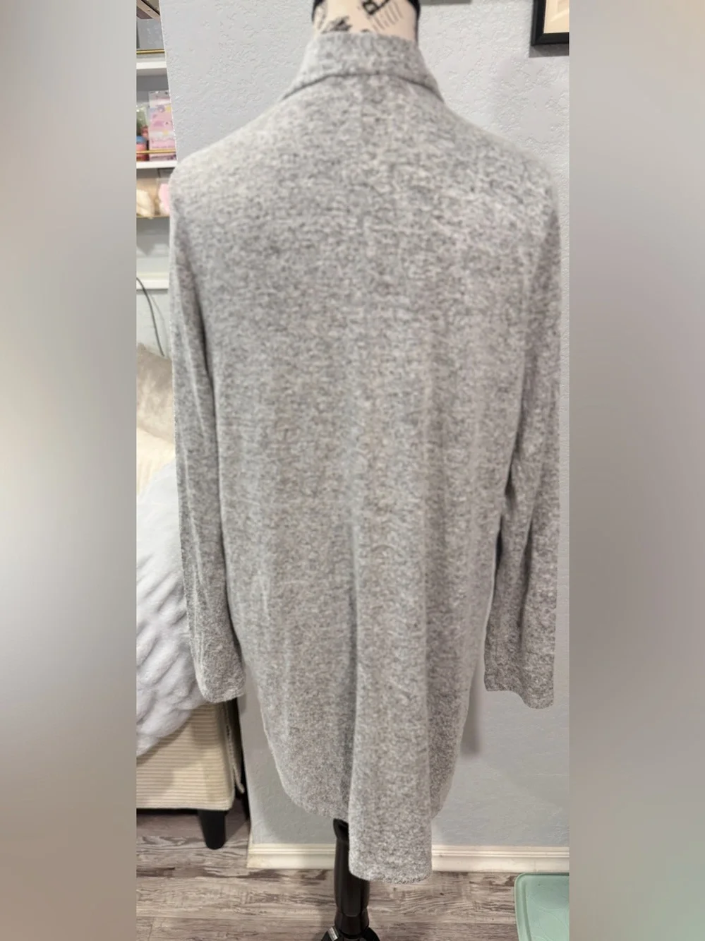 Motherhood Maternity Open Front Cardigan Sweater Heather Gray Space Dye S/M - Picture 4 of 5